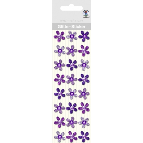 Glitrové samolepky "Kvety" 24ks/bal fialové
