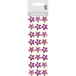 Glitrové samolepky "Kvety" 24ks/bal ružové