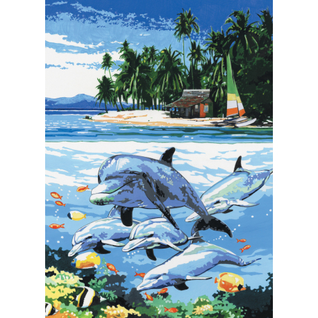 Maľovanie podľa čísiel na plátno Delfíni